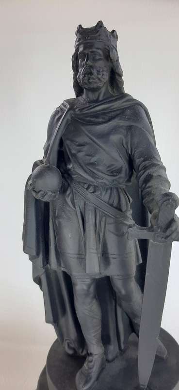 LARGE 45CM PEWTER STATUE OF CHARLEMAGNE (CHARLES THE GREAT) - KING OF THE FRANKS