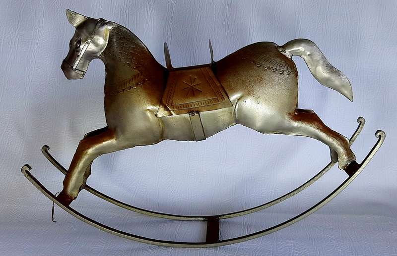 GORGEOUS VINTAGE TIN PLATE ROCKING HORSE