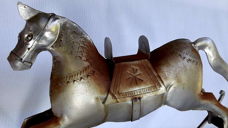 GORGEOUS VINTAGE TIN PLATE ROCKING HORSE