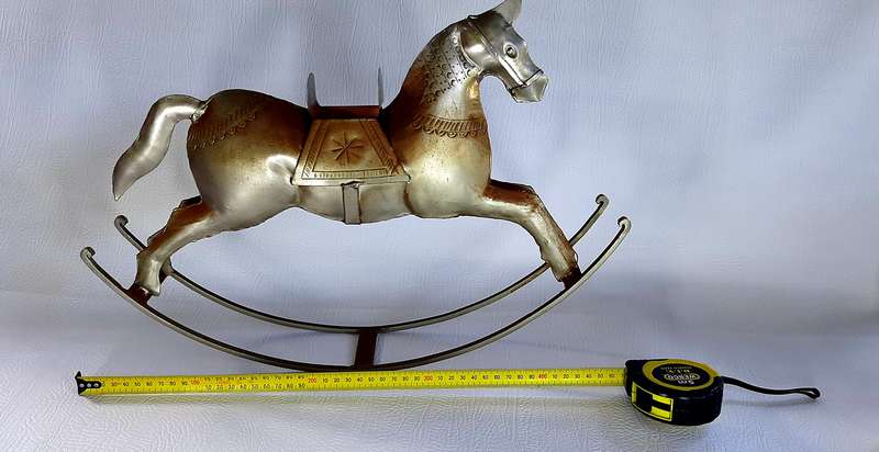 GORGEOUS VINTAGE TIN PLATE ROCKING HORSE
