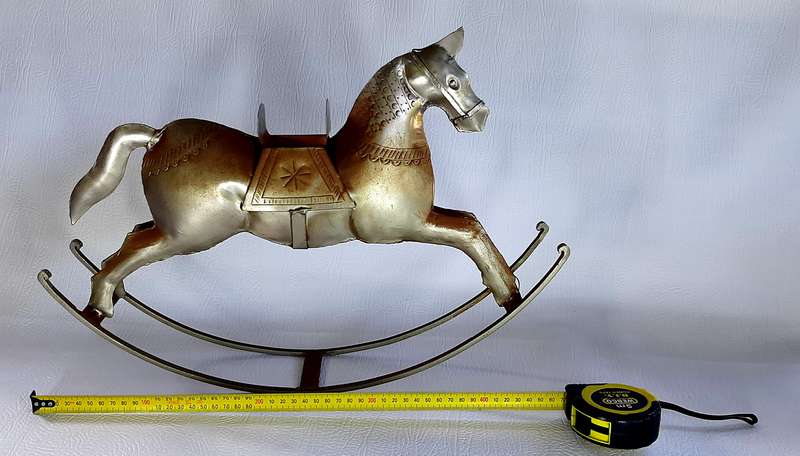 GORGEOUS VINTAGE TIN PLATE ROCKING HORSE