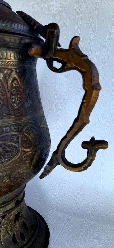 LARGE EXQUISITE BRASS TURKISH CEZVE COFFEE POT