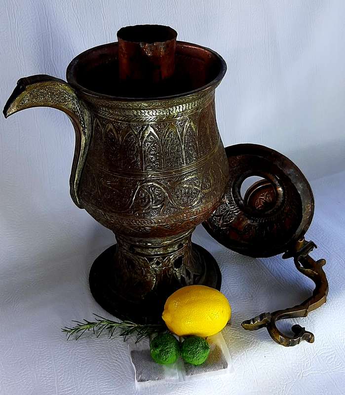 LARGE EXQUISITE BRASS TURKISH CEZVE COFFEE POT