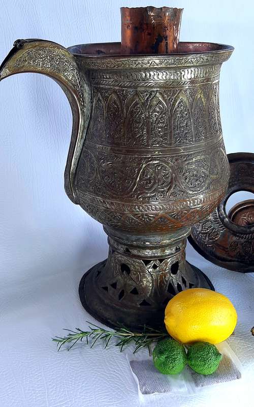 LARGE EXQUISITE BRASS TURKISH CEZVE COFFEE POT