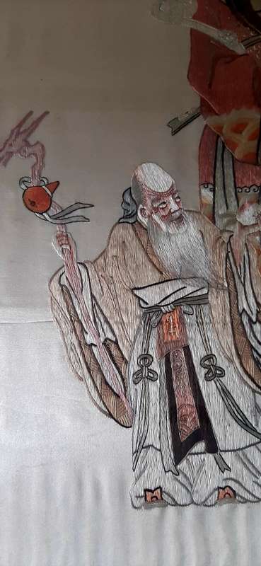 ANTIQUE ORIENTAL SILK WEAVE - SANXING: BLESSINGS, PROSPERITY AND LONGEVITY