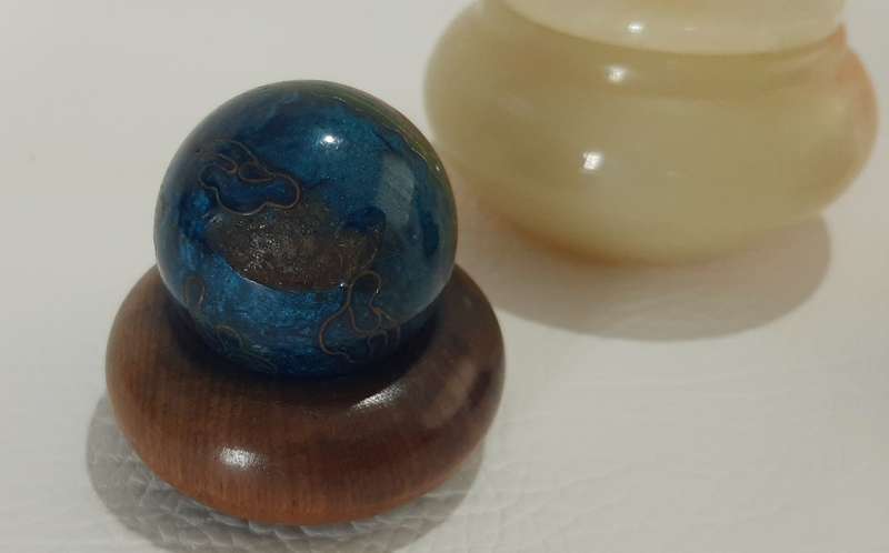 ORNATE BAODING BALLS & ALABASTER BOWL - ELEGANT COLLECTIBLE SET