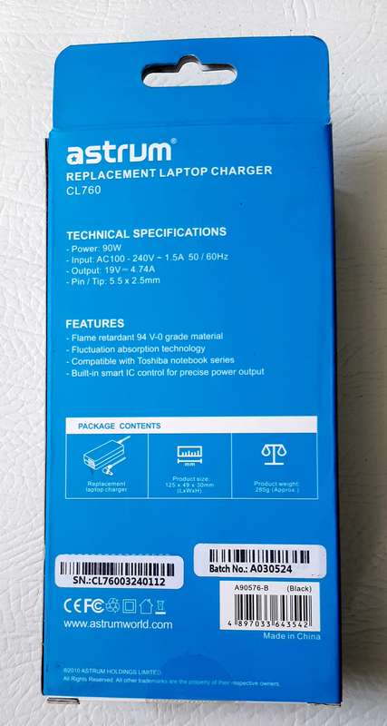 ASTRUM CL760 LAPTOP CHARGER - BRAND NEW IN BOX