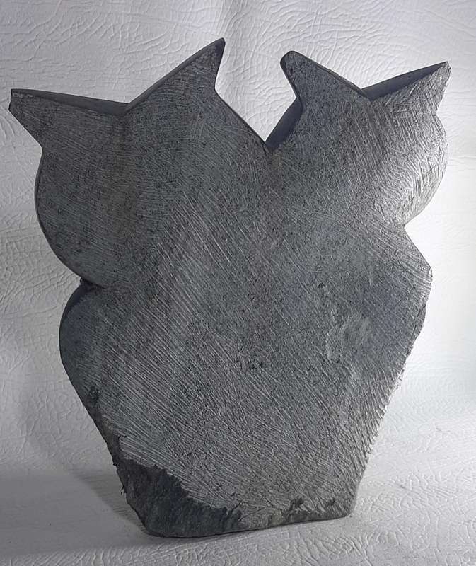 STUNNING AND CUTE SOAPSTONE OWL CARVING - UNIQUE HANDMADE ART PIECE