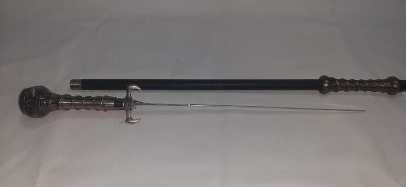 ANTIQUE SKULL-HANDLED WALKING STICK WITH CONCEALED BLADE - 98CM