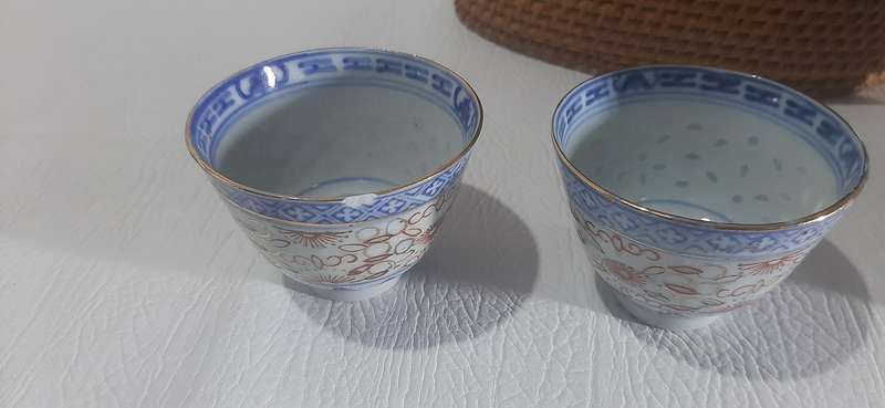 VINTAGE HAND-PAINTED CHINESE PORCELAIN TEA SET IN WOVEN BASKET - A TREASURE FROM TIME