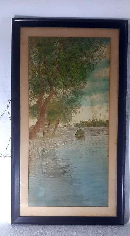 A TRANQUIL EASTERN SILK EMBROIDERY MASTERPIECE - REFLECTIONS OF TIME
