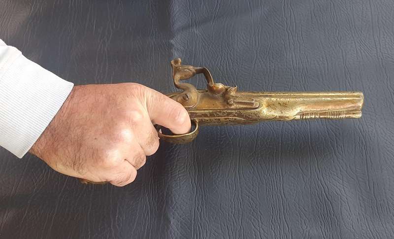 SOLID BRONZE DUELING PISTOL REPLICA - STUNNING DISPLAY PIECE
