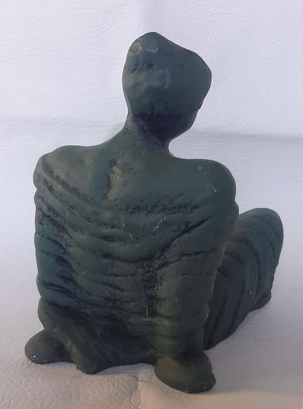 HANDCRAFTED HOLLOW CERAMIC SCULPTURE - MEDITATIVE FEMALE FORM (17cm x 20cm x 20cm)