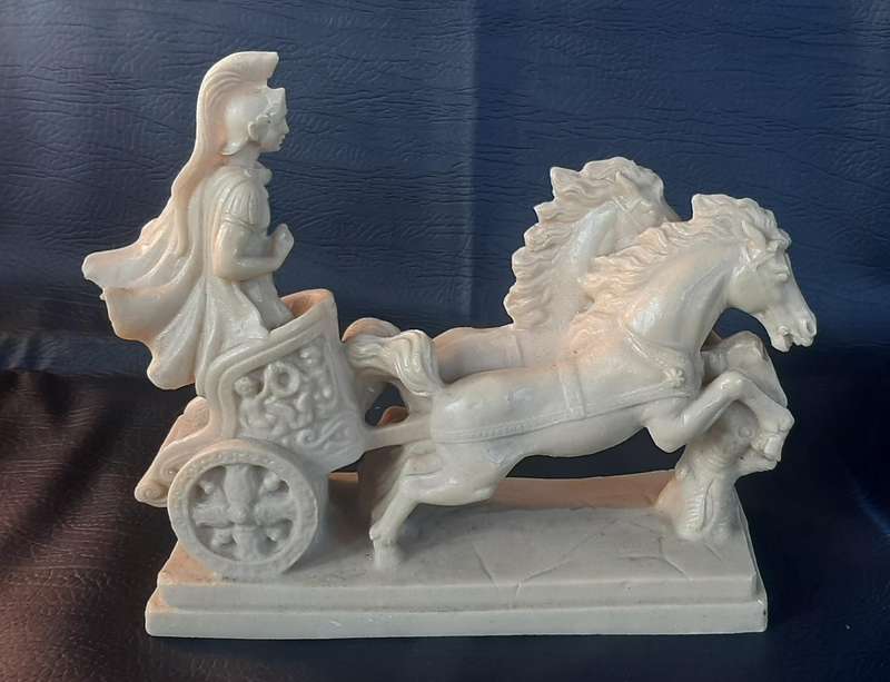 IVORINE CHARIOT SCULPTURE  A TRIUMPH OF MOTION AND MYTH