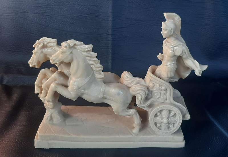 IVORINE CHARIOT SCULPTURE  A TRIUMPH OF MOTION AND MYTH