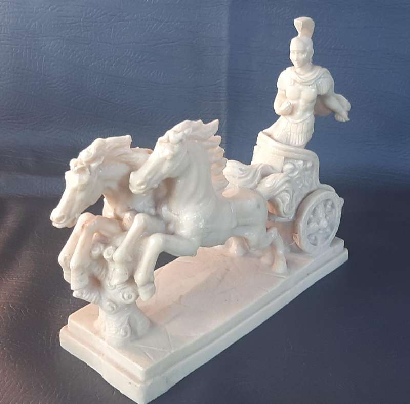 IVORINE CHARIOT SCULPTURE  A TRIUMPH OF MOTION AND MYTH