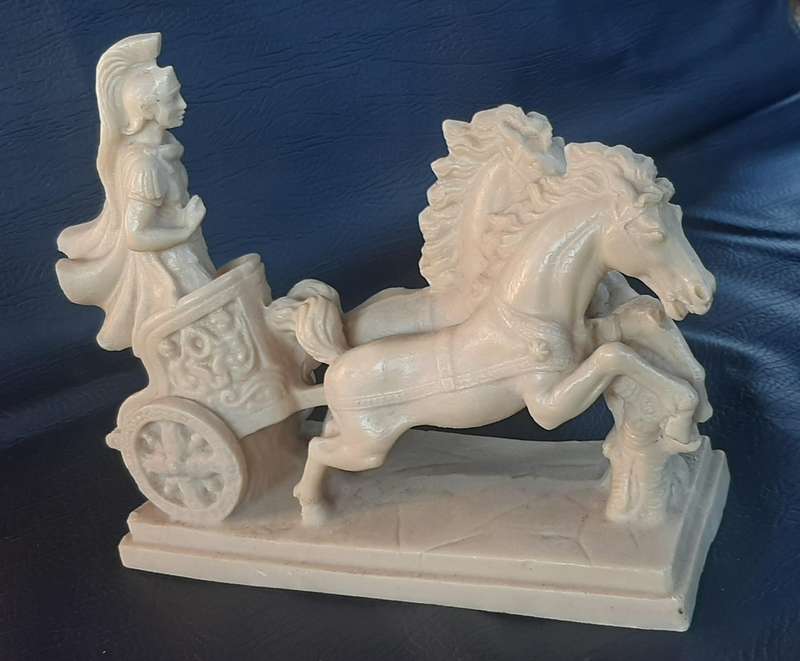 IVORINE CHARIOT SCULPTURE  A TRIUMPH OF MOTION AND MYTH