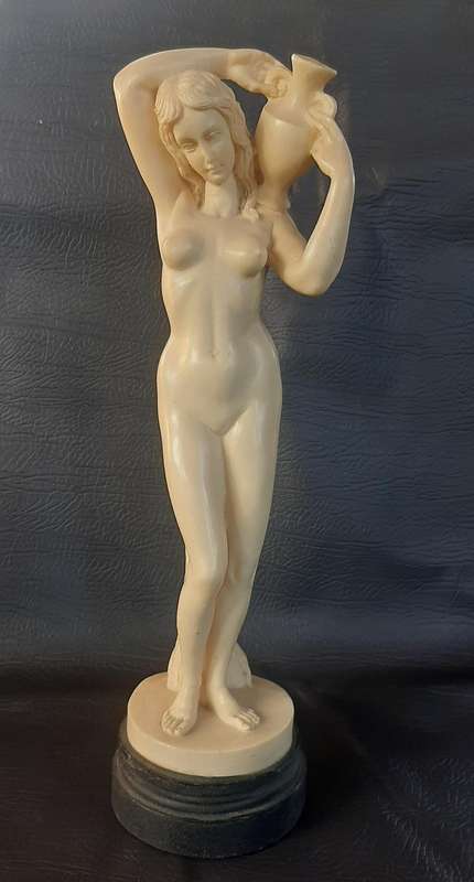 ELEGANT LADY WITH JUG  CLASSICAL IVORINE SCULPTURE IN EXCELLENT CONDITION