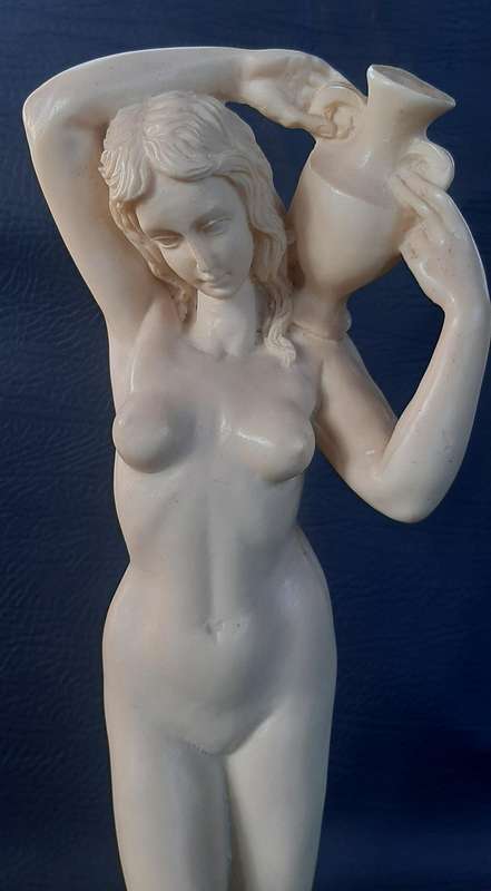 ELEGANT LADY WITH JUG  CLASSICAL IVORINE SCULPTURE IN EXCELLENT CONDITION