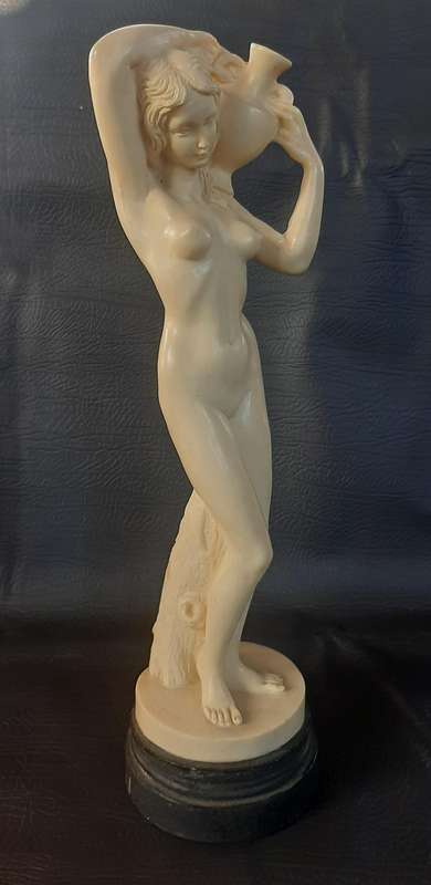 ELEGANT LADY WITH JUG  CLASSICAL IVORINE SCULPTURE IN EXCELLENT CONDITION