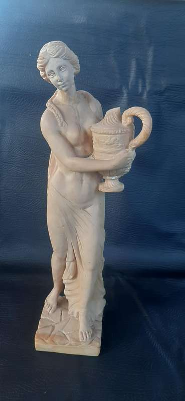 GRAND LADY WITH VASE  MAJESTIC IVORINE SCULPTURE WITH GRACEFUL PRESENCE