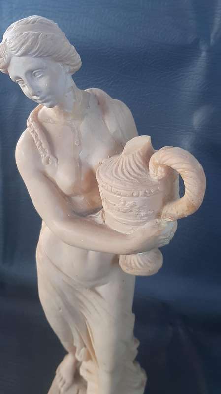 GRAND LADY WITH VASE  MAJESTIC IVORINE SCULPTURE WITH GRACEFUL PRESENCE