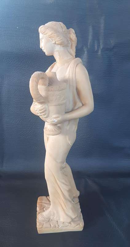 GRAND LADY WITH VASE  MAJESTIC IVORINE SCULPTURE WITH GRACEFUL PRESENCE