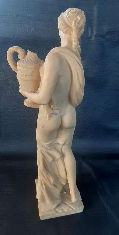 GRAND LADY WITH VASE  MAJESTIC IVORINE SCULPTURE WITH GRACEFUL PRESENCE