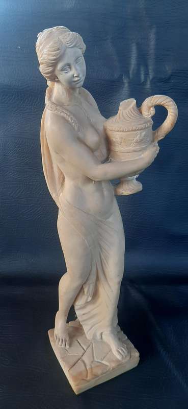 GRAND LADY WITH VASE  MAJESTIC IVORINE SCULPTURE WITH GRACEFUL PRESENCE