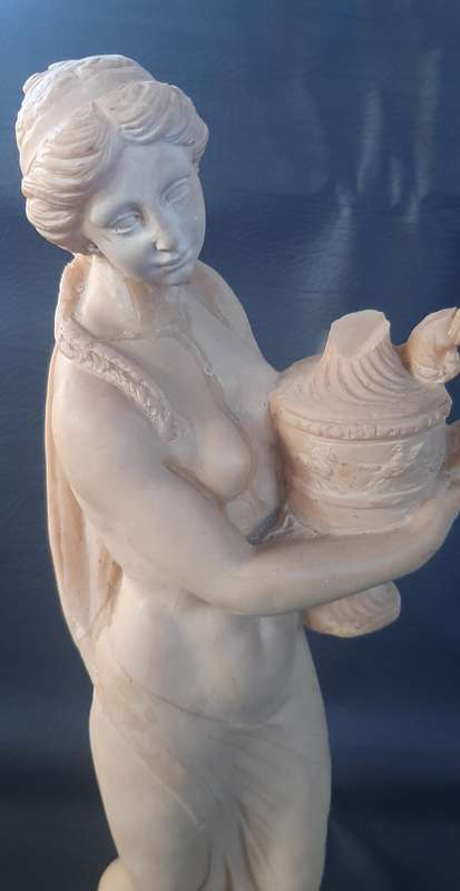 GRAND LADY WITH VASE  MAJESTIC IVORINE SCULPTURE WITH GRACEFUL PRESENCE