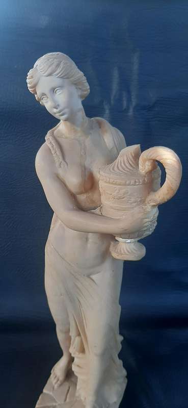 GRAND LADY WITH VASE  MAJESTIC IVORINE SCULPTURE WITH GRACEFUL PRESENCE