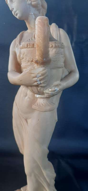 GRAND LADY WITH VASE  MAJESTIC IVORINE SCULPTURE WITH GRACEFUL PRESENCE