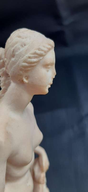 SERENITY AT THE URN - GRACEFUL FEMALE FIGURE IN MARBLE-LOOK RESIN (23CM)