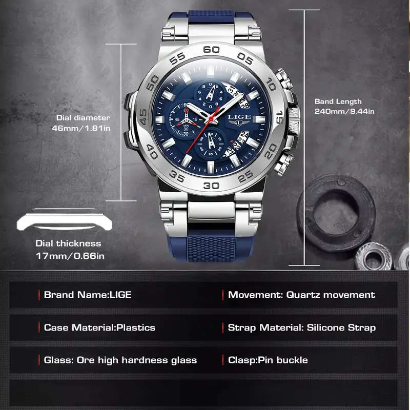LIGE MEN'S CHRONOGRAPH WATCH - STYLISH & WATERPROOF