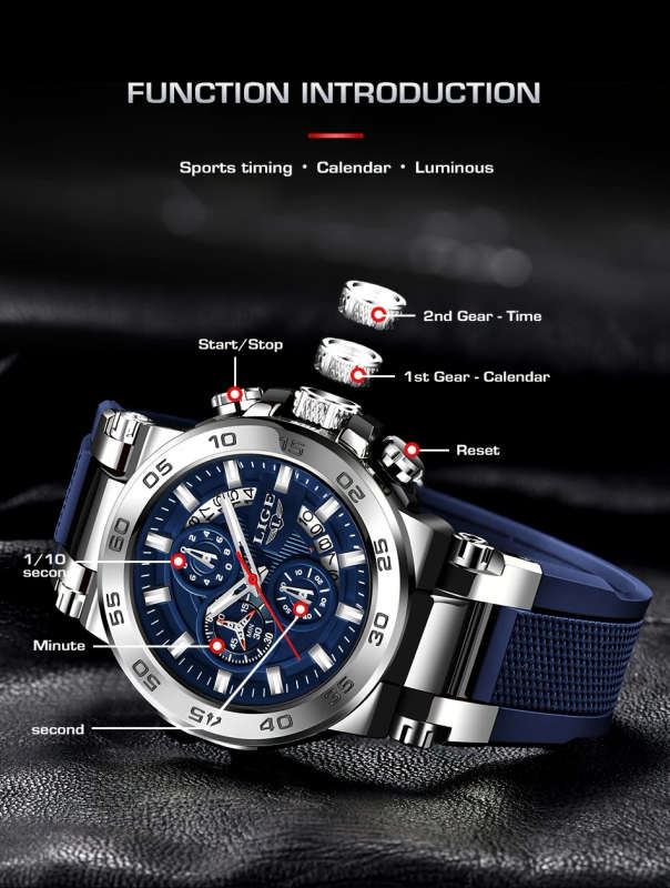 LIGE MEN'S CHRONOGRAPH WATCH - STYLISH & WATERPROOF