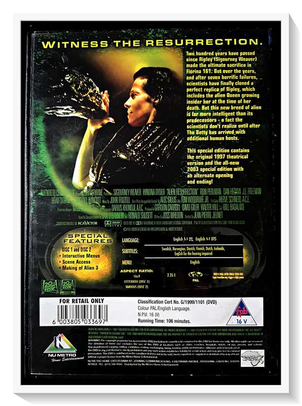 Alien Resurrection 2 Disc Special Edition - Sci-Fi Horror - Disc and Casing in Excellent Condition