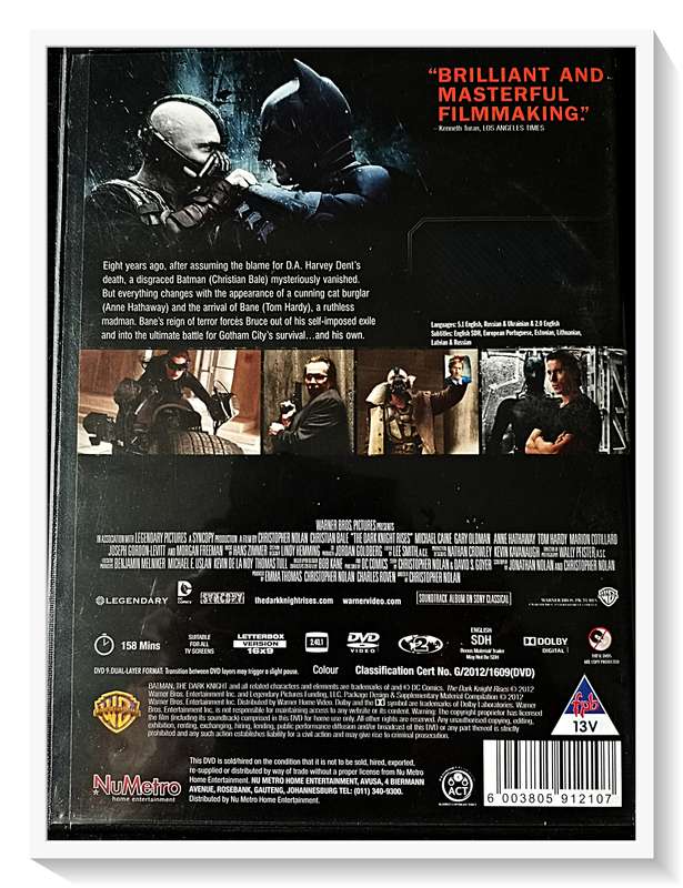 BATMAN TRILOGY The Dark Knight Rises - Casing and Disc in Excellent Condition