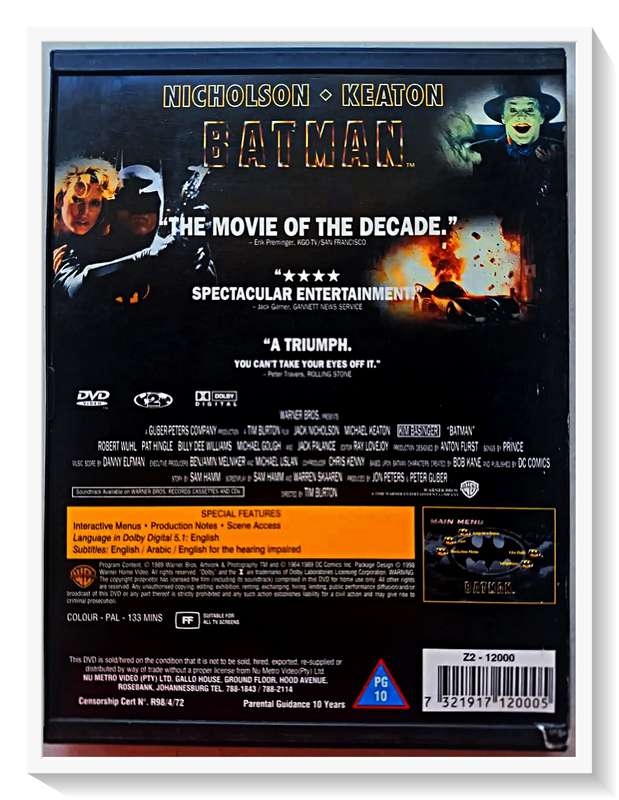 Batman - 1989 Version (Keaton & Nicholson) - The Best Batman Movie Ever - Disc & Casing VG+