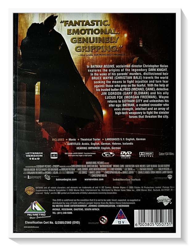 Batman Begins The Epic Batman Trilogy - Disc and Casing All Good