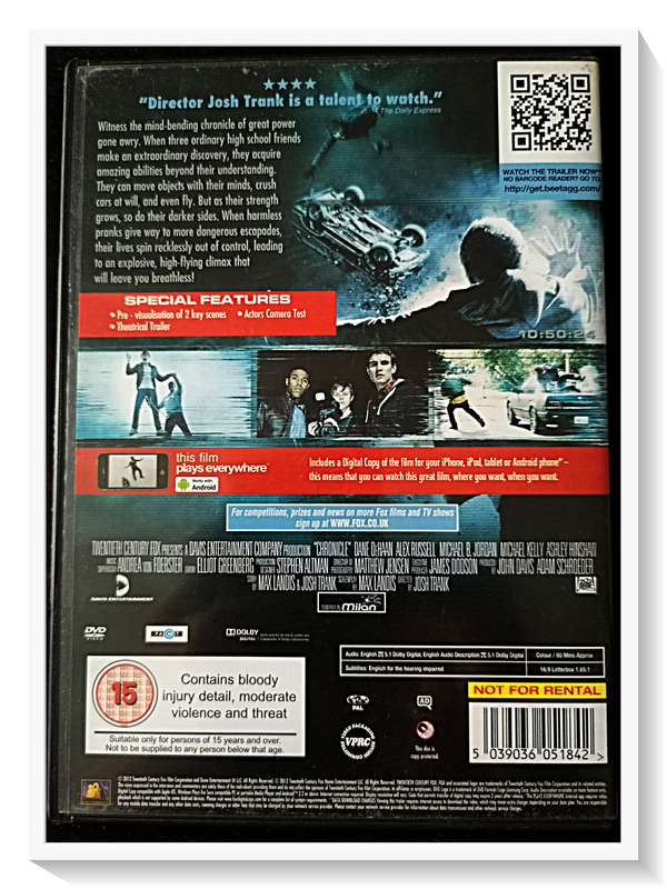 CHRONICLE - Genre Sci-Fi Horror - Disc & Casing in Excellent Condition 002