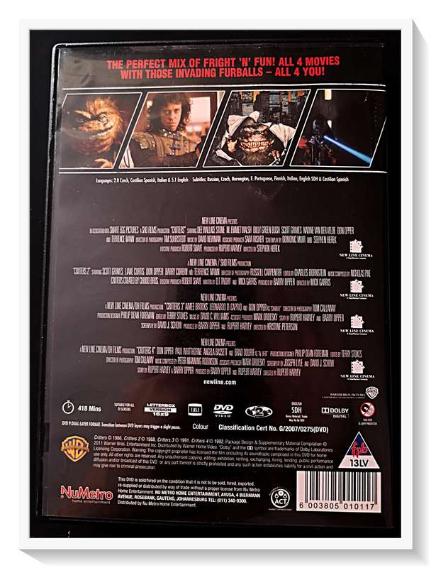 CRITTERS 1 - 4 - All Four Films - 4X Discs - DVD - Horror - Box Set - Like New Condition ***