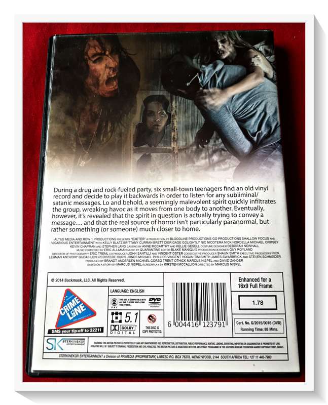 EXETER - Horror - DVD - Supernatural - Condition - Excellent