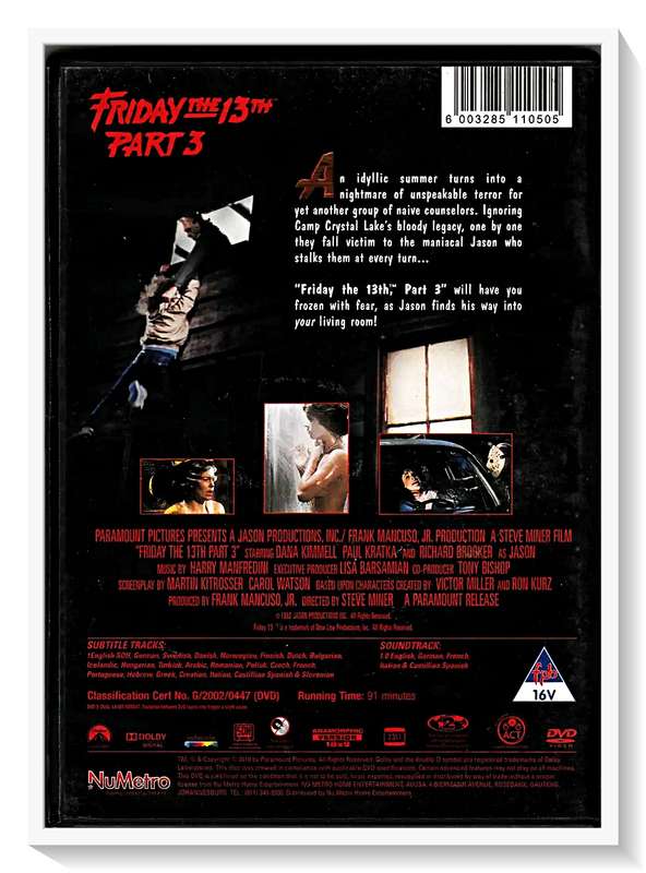 Friday the 13th: Part III - Genre: Slasher Horror - Cult Classics - Disc & Casing in A+ Condition*