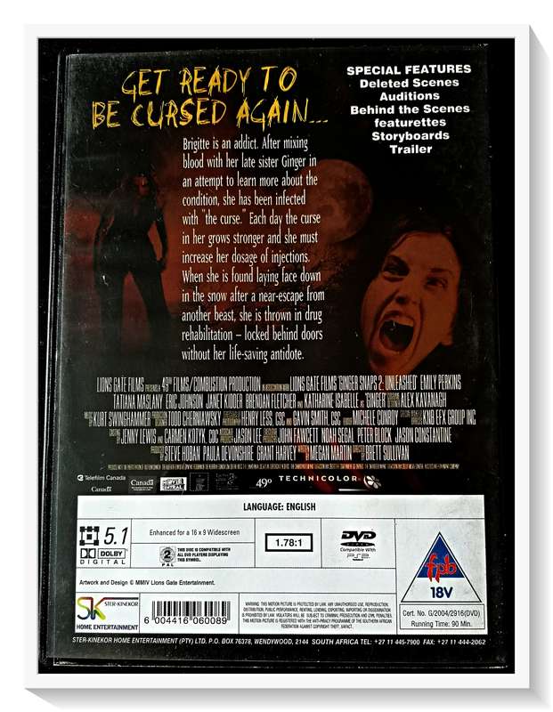 Ginger Snaps 2: Unleashed - Fantasy/Horror - PG2-16 - DVD - Casing and Disc in VG Condition***