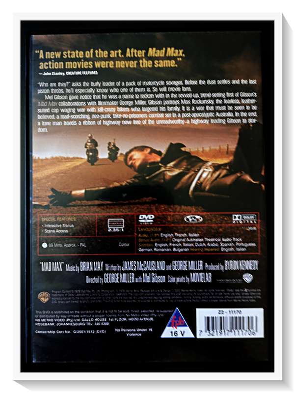 MAD MAX: The Original 1980s Version with Mel Gibson - Casing and Disc in Very Good Condition*