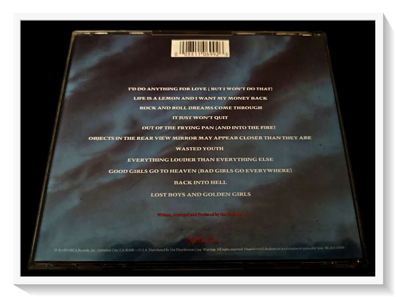 MEATLOAF Bat Out of Hell II - Songs by Jim Steinman - Booklet Cover and Disc - Plays Great*