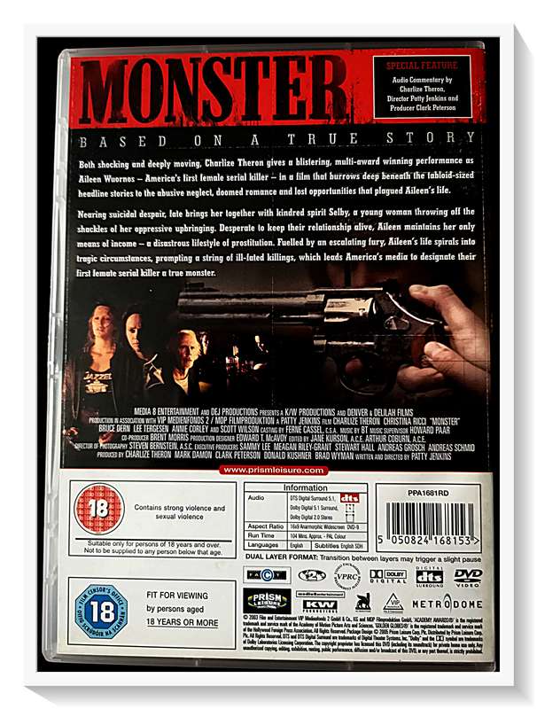 MONSTER Starring Charlize Theron and Christina Ricci - Cult Classic - In Very Good Condition