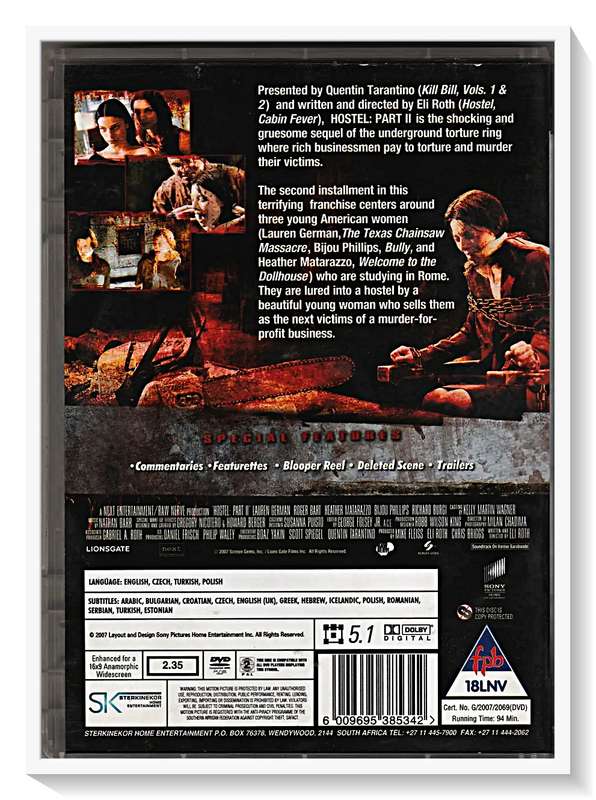 Quentin Tarantino presents HOSTEL PART 2 - Casing and Disc in Very Good Condition