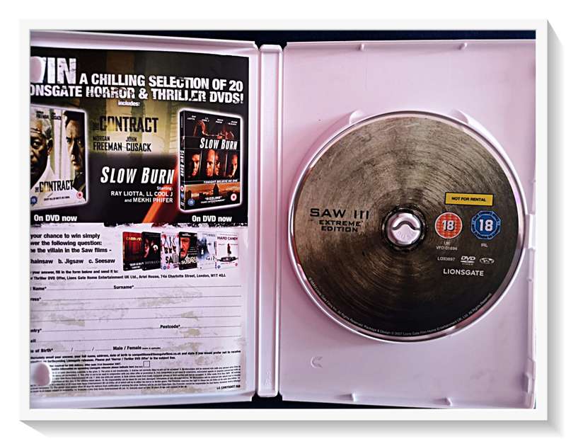 SAW III - Extreme Edition - Loads of Bonus Features - Disc and Casing in Excellent Condition (A+)