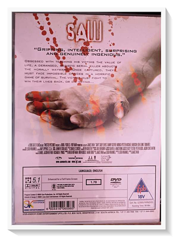 SAW I - Classic Horror - 2-16VLH - Cover and Disc in Very Good Condition